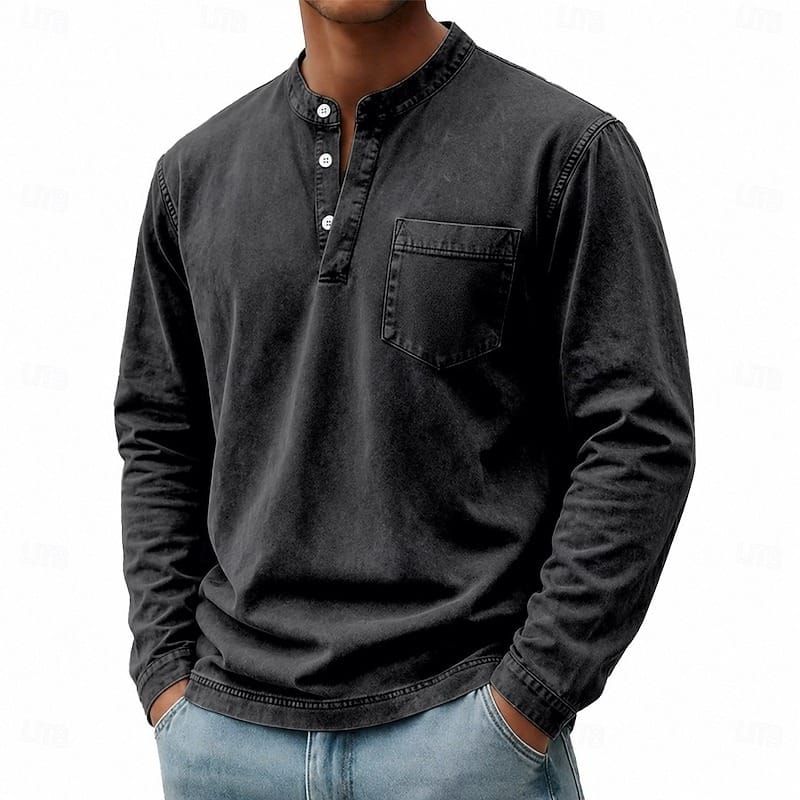 Anton | Langarm-Henleyshirt mit Knopfleiste