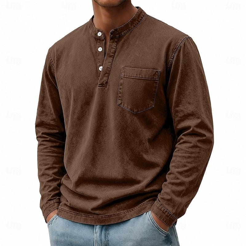 Anton | Langarm-Henleyshirt mit Knopfleiste
