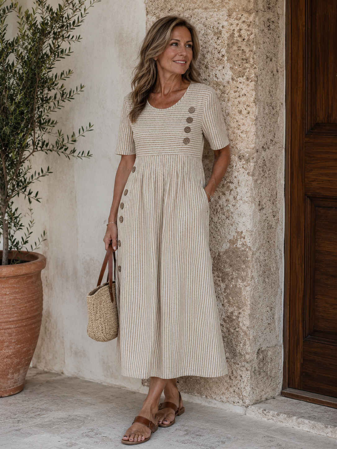 Julia | Robe midi rayée