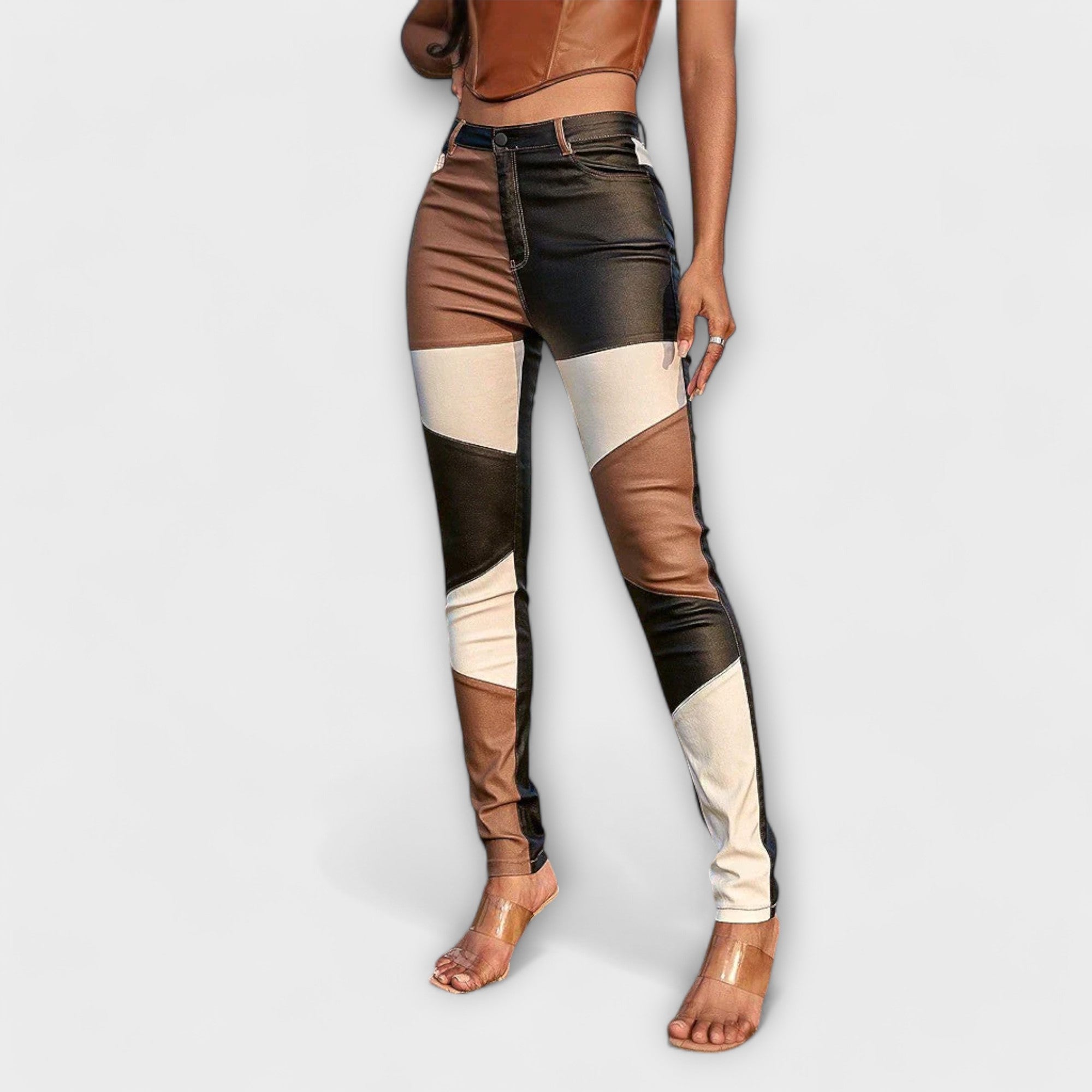 Calliope | Pantalon skinny avec motif en bloc de couleur