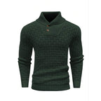 Luxe Heren Trui met Reliëf Structuur - Pullover met Opstaande Kraag
