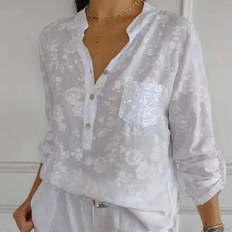 FRIEDLINDE I LANGERMIGE BLOEMENBLOUSE