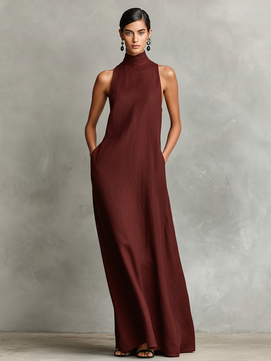 Sophie | Robe longue noire minimaliste